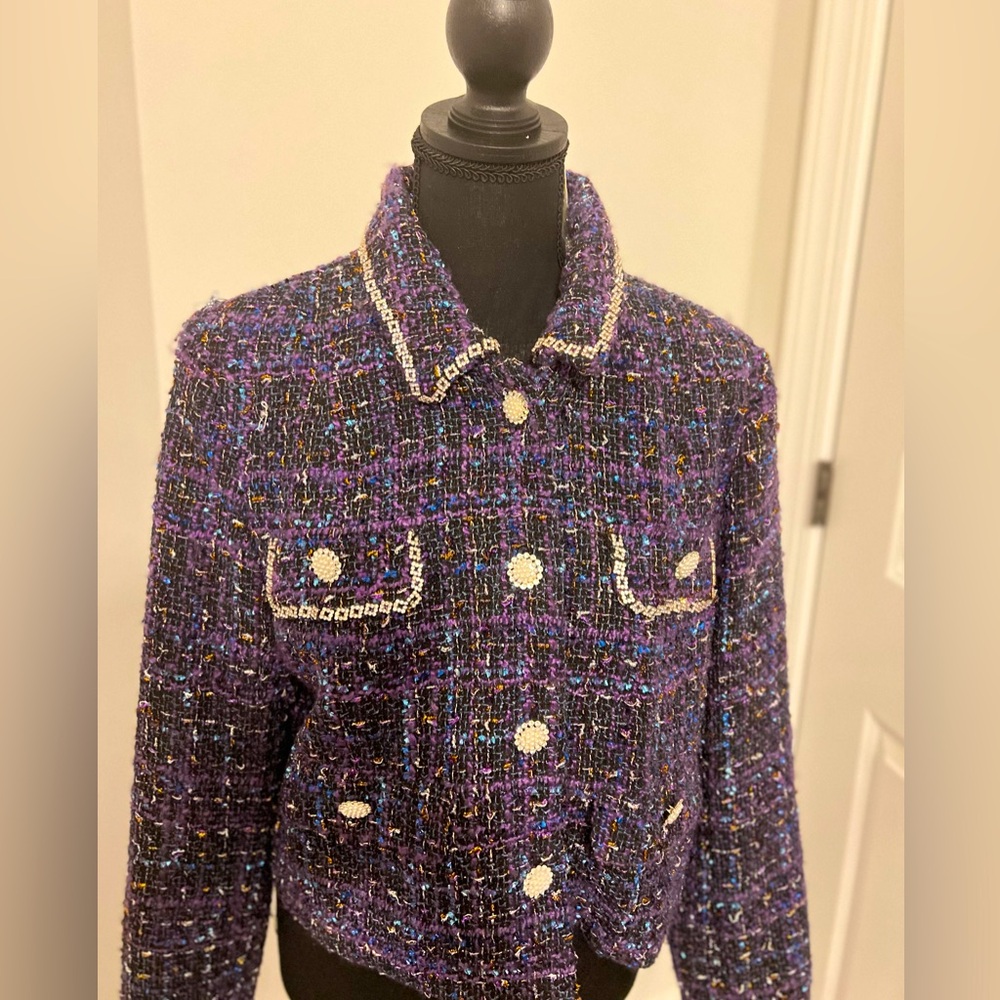 Crystal, twill crop blazer